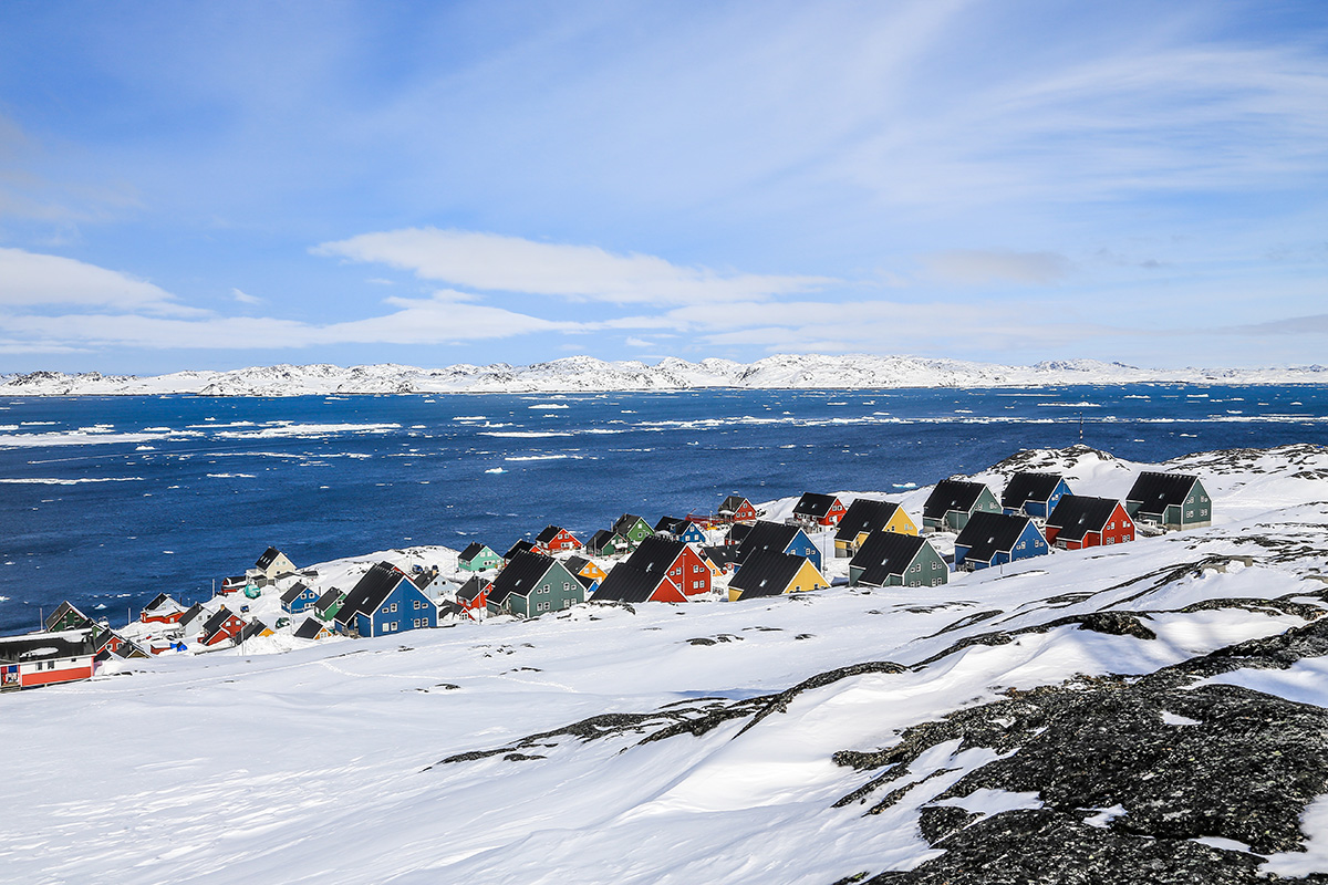 rows colorful inuit houses nuuk greenland site