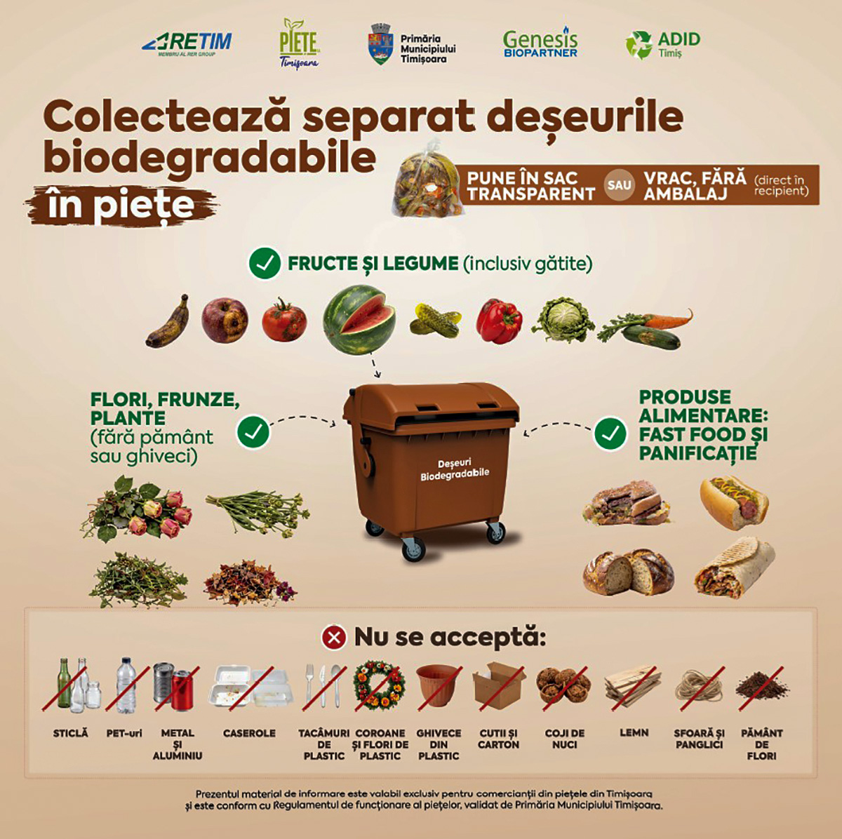 Din deșeu, resursă: Primăria Timișoara introduce colectarea separată a deșeurilor biodegradabile din piețe 1 Afis campanie Colecteaza separat deseurile bio site